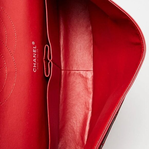 Chanel Dark Red Quilted Patent Leather Classic Maxi Double Flap Bag - Picture 9 of 10